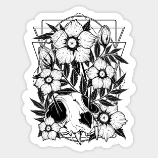 Cat skull and pretty flowers Sticker